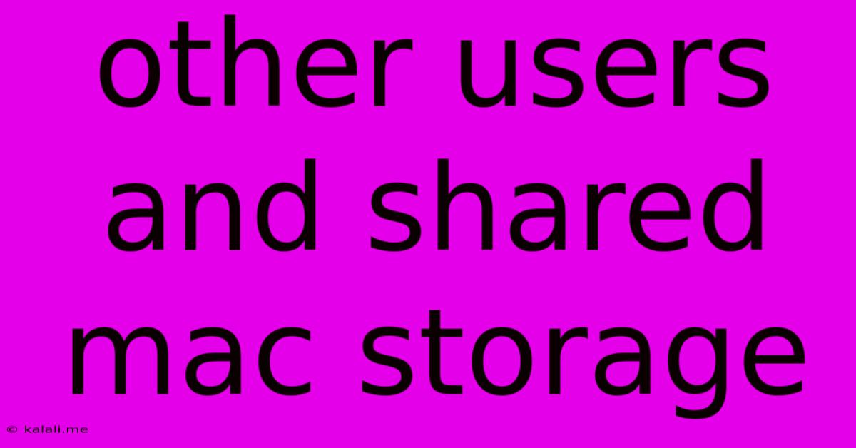 Other Users And Shared Mac Storage