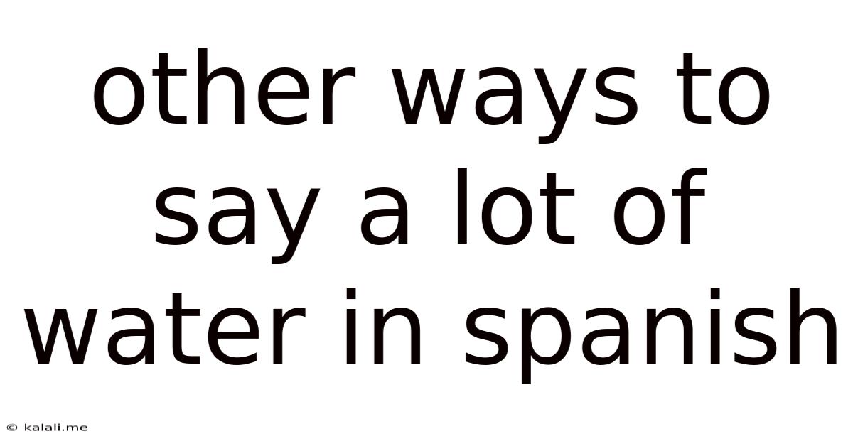 Other Ways To Say A Lot Of Water In Spanish