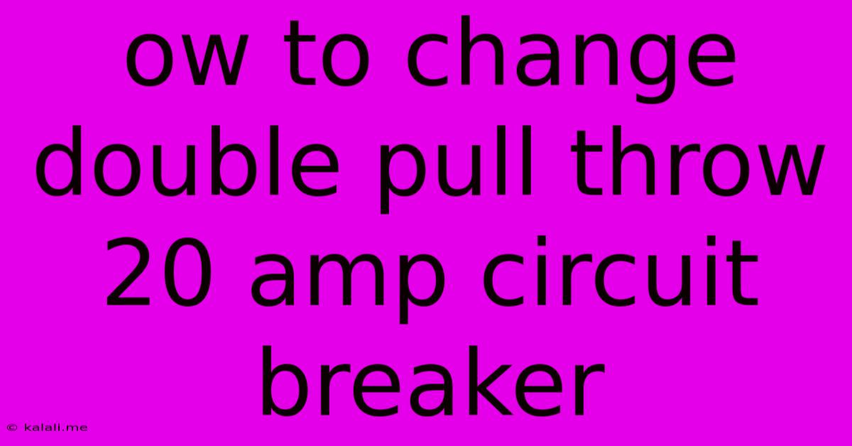Ow To Change Double Pull Throw 20 Amp Circuit Breaker
