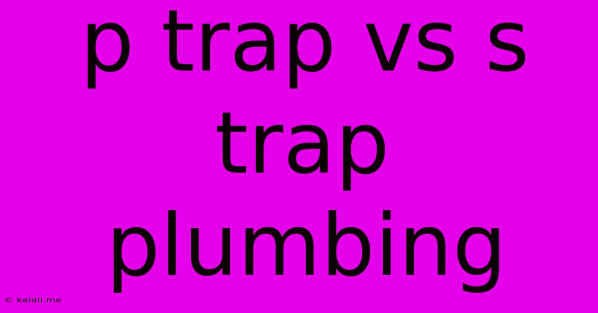 P Trap Vs S Trap Plumbing