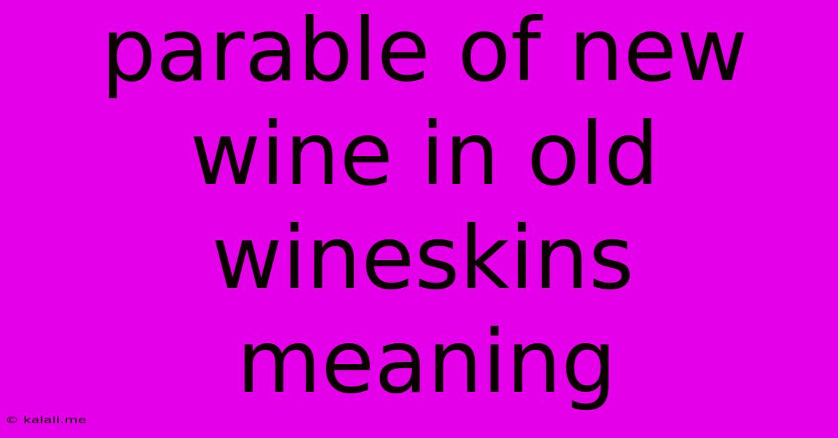 Parable Of New Wine In Old Wineskins Meaning