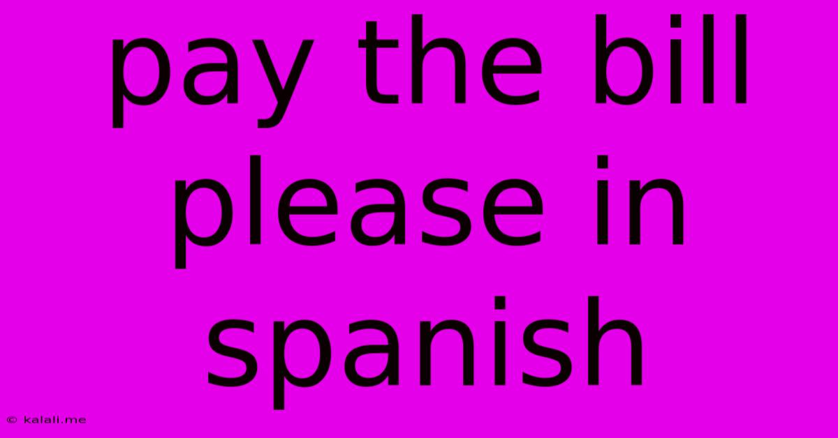 Pay The Bill Please In Spanish