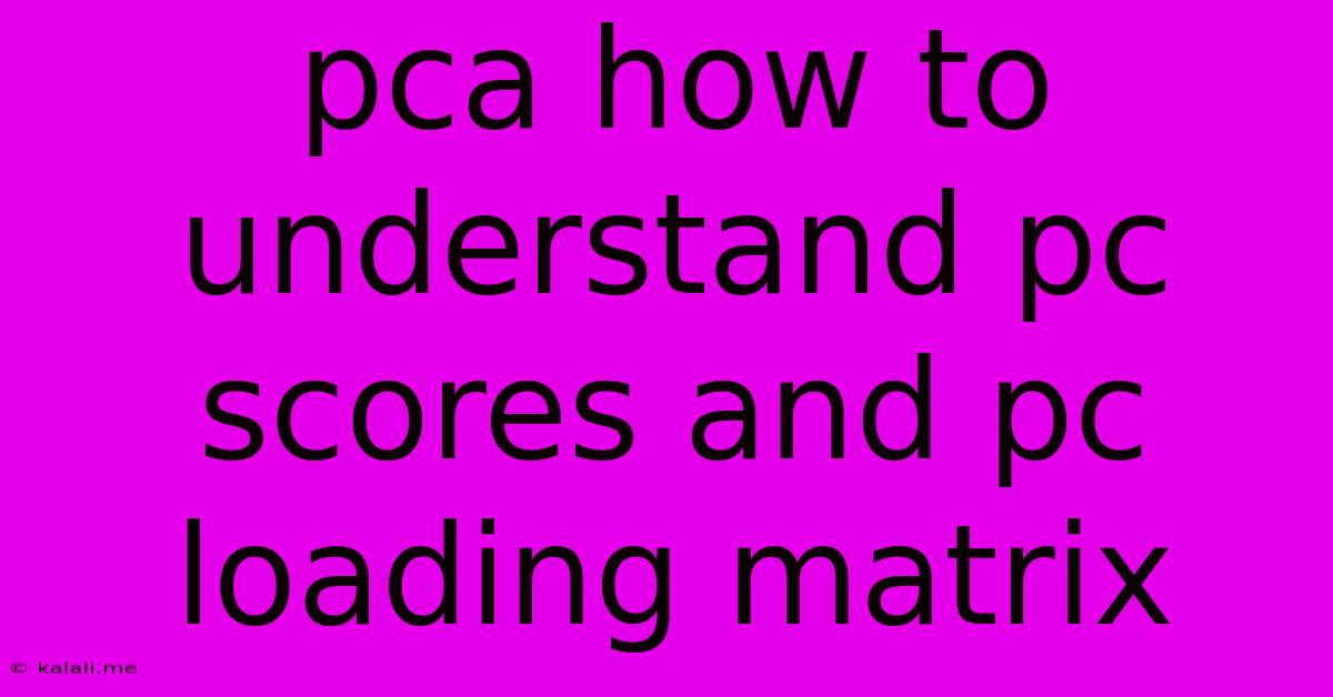 Pca How To Understand Pc Scores And Pc Loading Matrix