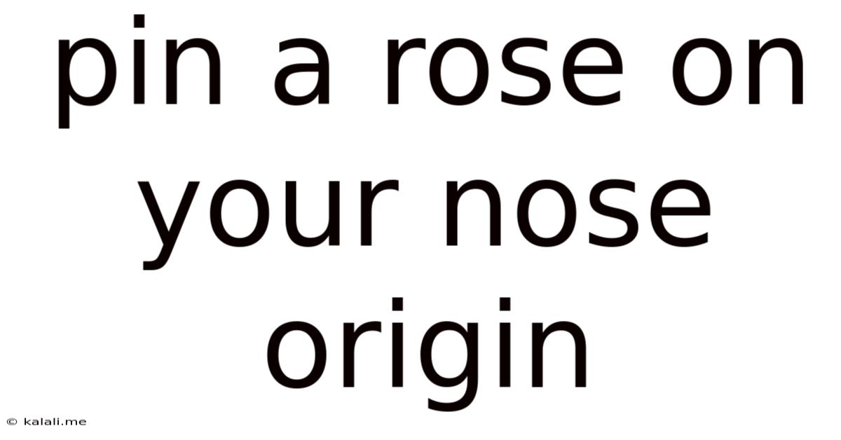 Pin A Rose On Your Nose Origin