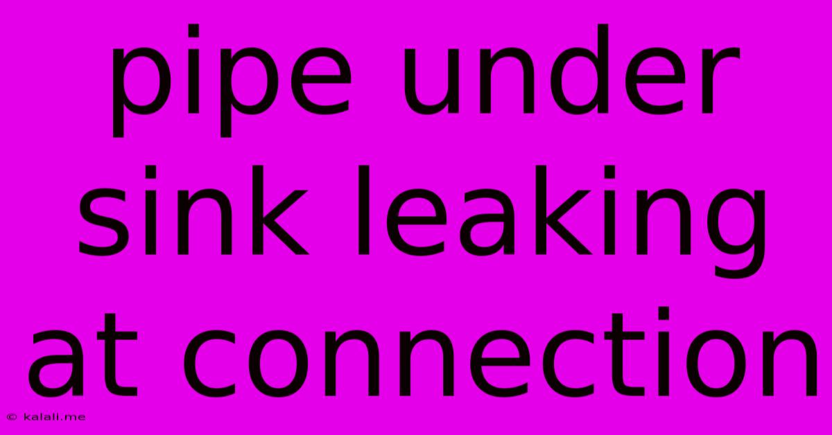 Pipe Under Sink Leaking At Connection