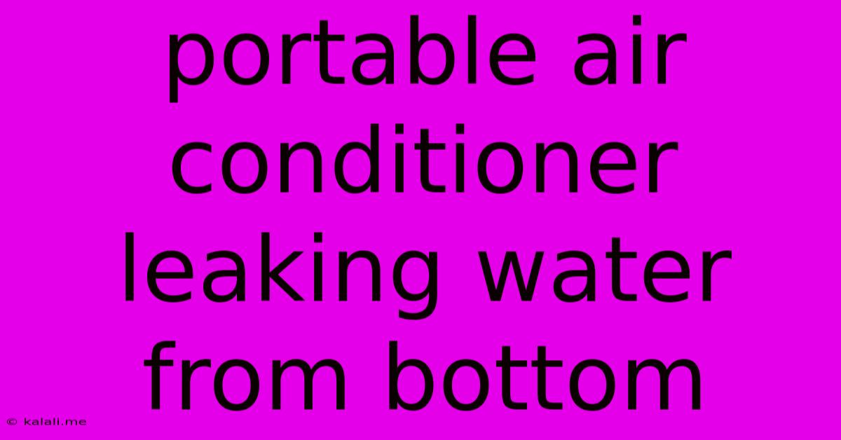 Portable Air Conditioner Leaking Water From Bottom