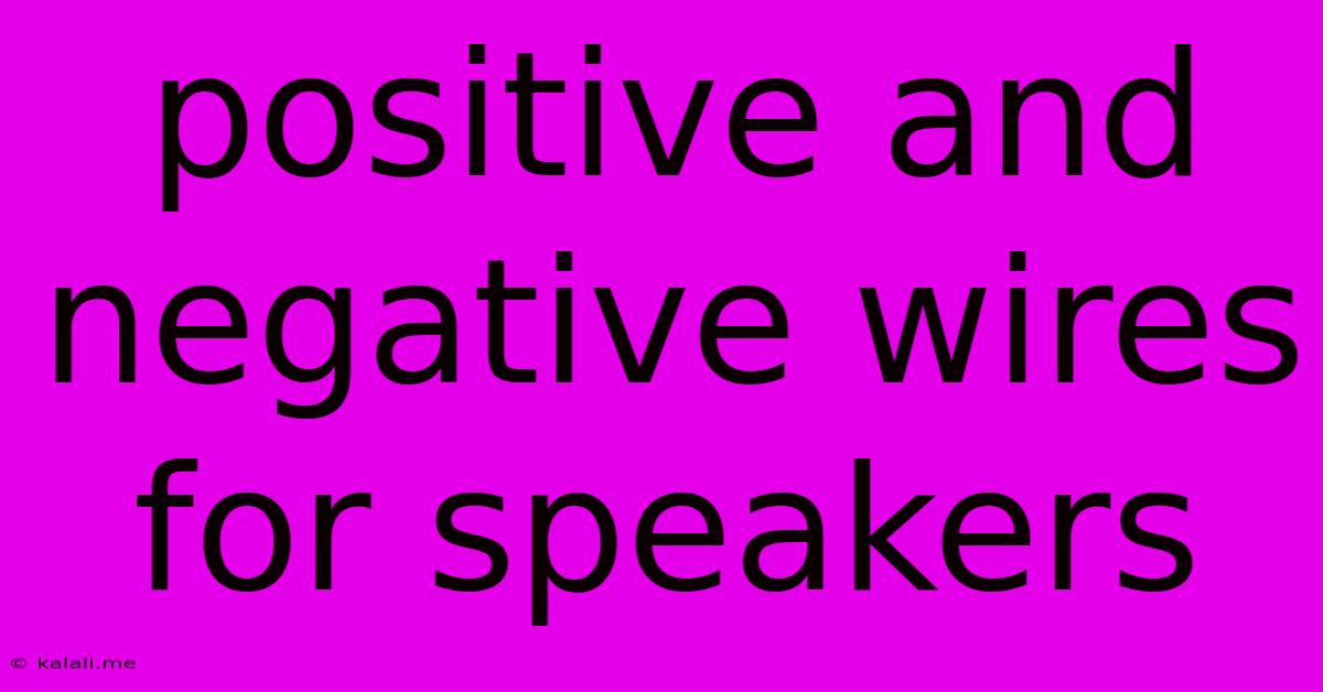 Positive And Negative Wires For Speakers