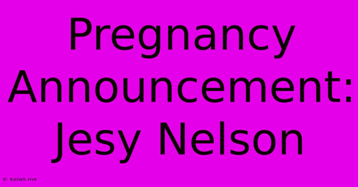 Pregnancy Announcement: Jesy Nelson