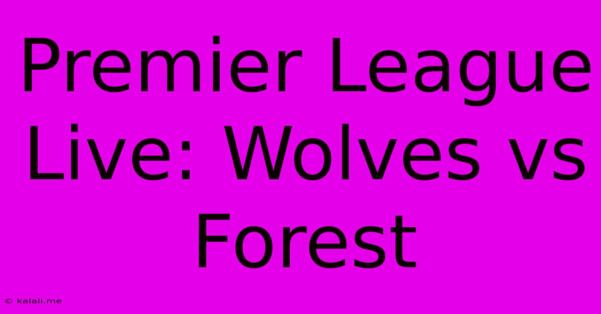 Premier League Live: Wolves Vs Forest