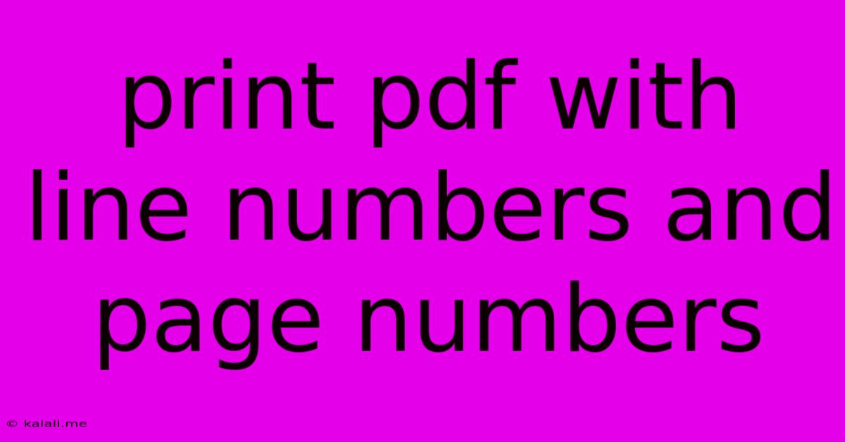 Print Pdf With Line Numbers And Page Numbers