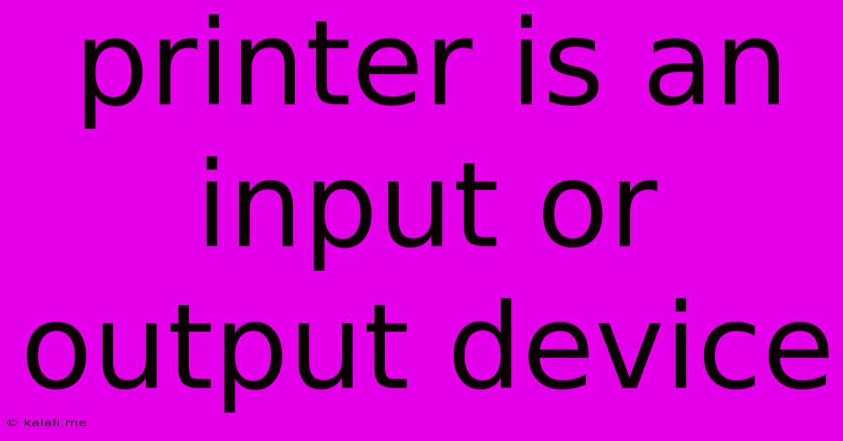 Printer Is An Input Or Output Device