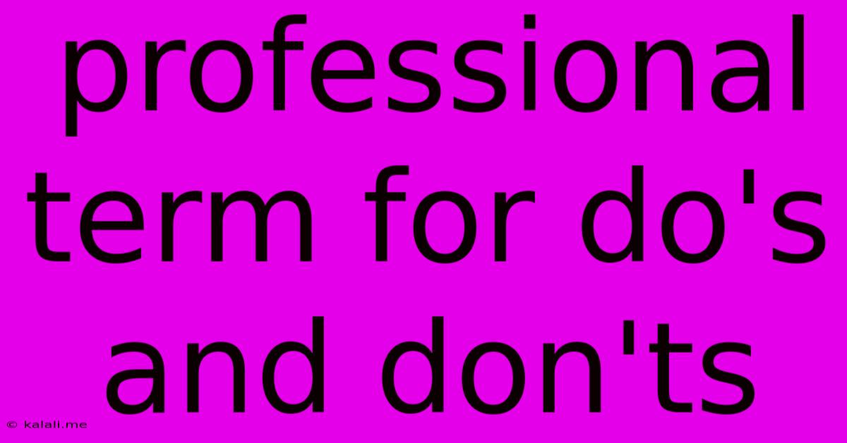 Professional Term For Do's And Don'ts