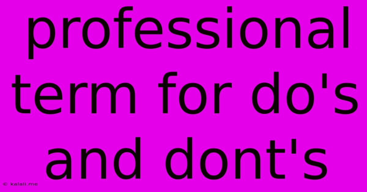 Professional Term For Do's And Dont's