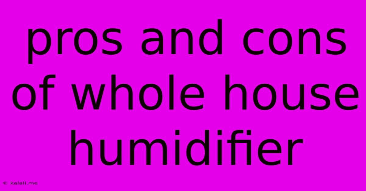 Pros And Cons Of Whole House Humidifier