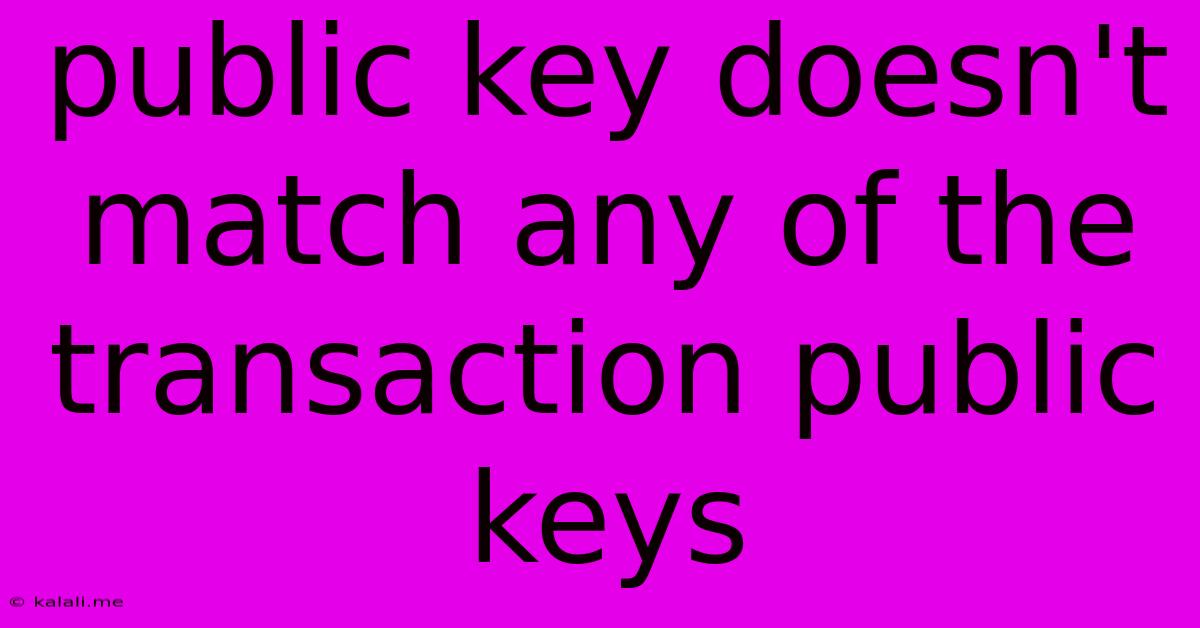 Public Key Doesn't Match Any Of The Transaction Public Keys