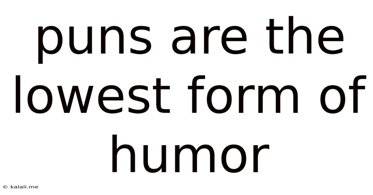 Puns Are The Lowest Form Of Humor