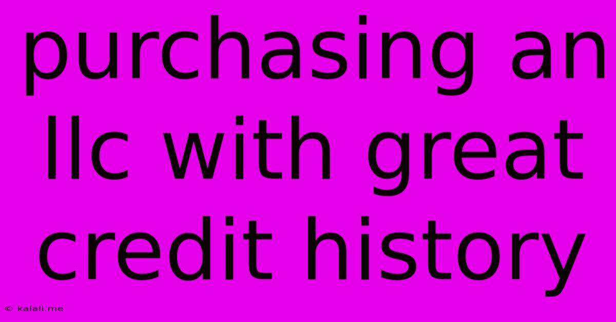 Purchasing An Llc With Great Credit History