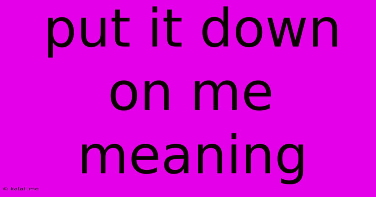 Put It Down On Me Meaning
