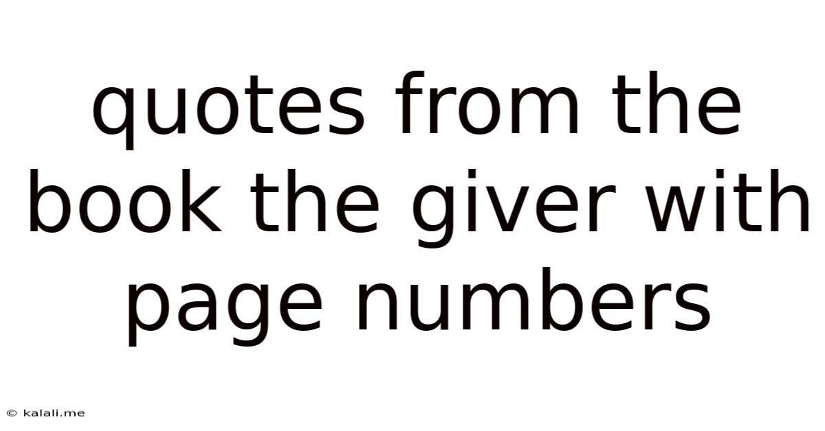Quotes From The Book The Giver With Page Numbers