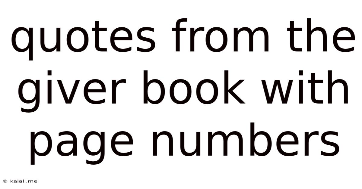 Quotes From The Giver Book With Page Numbers