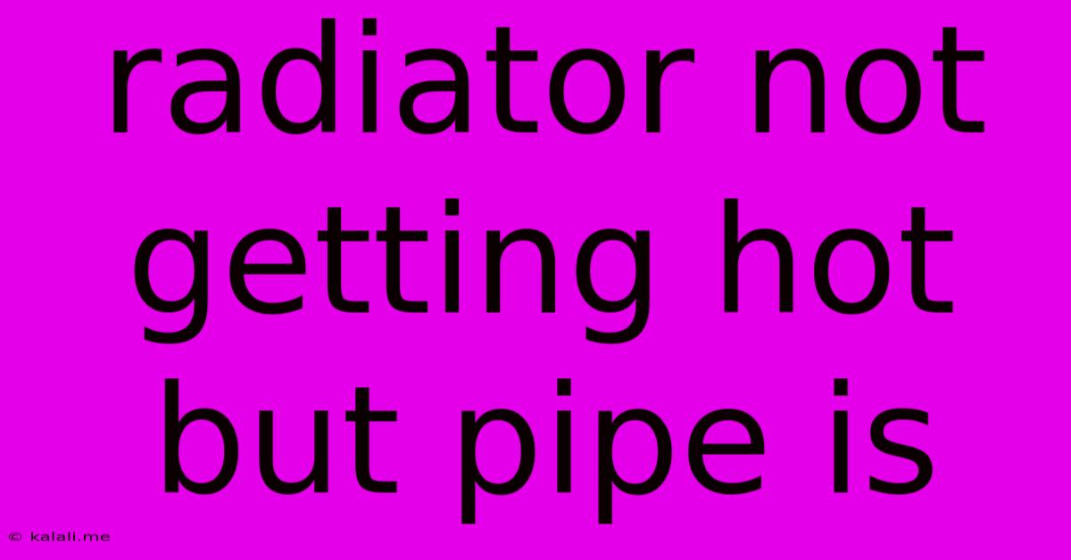 Radiator Not Getting Hot But Pipe Is
