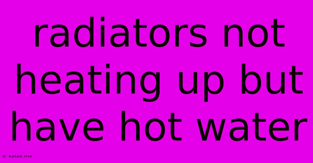 Radiators Not Heating Up But Have Hot Water