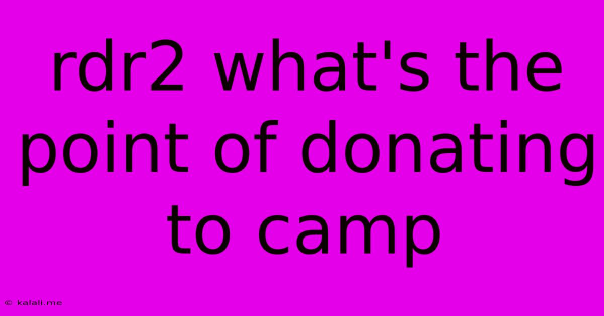 Rdr2 What's The Point Of Donating To Camp