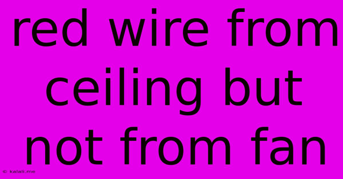 Red Wire From Ceiling But Not From Fan