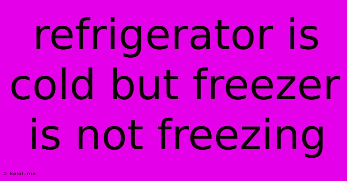 Refrigerator Is Cold But Freezer Is Not Freezing