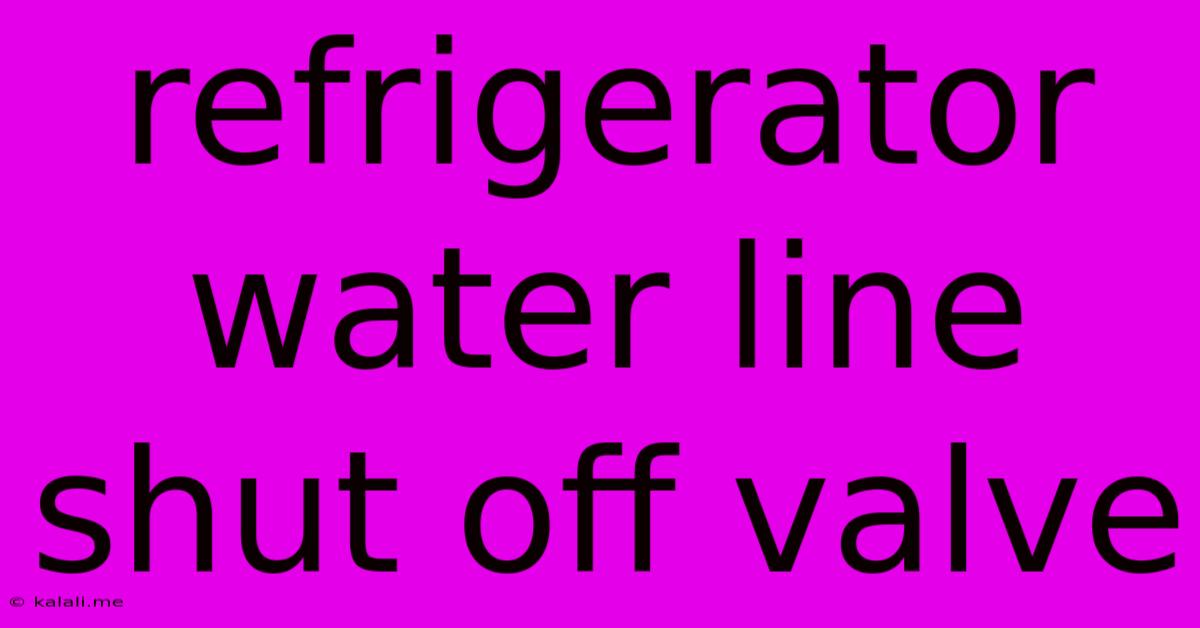 Refrigerator Water Line Shut Off Valve