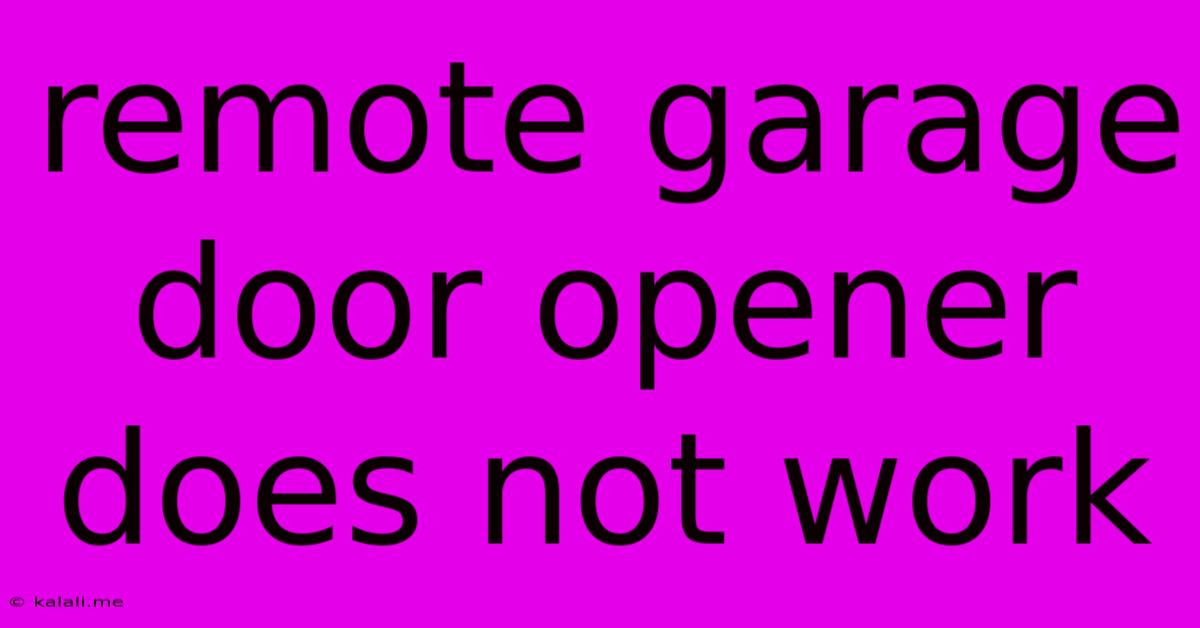 Remote Garage Door Opener Does Not Work
