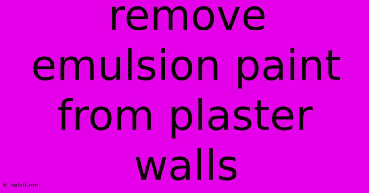Remove Emulsion Paint From Plaster Walls