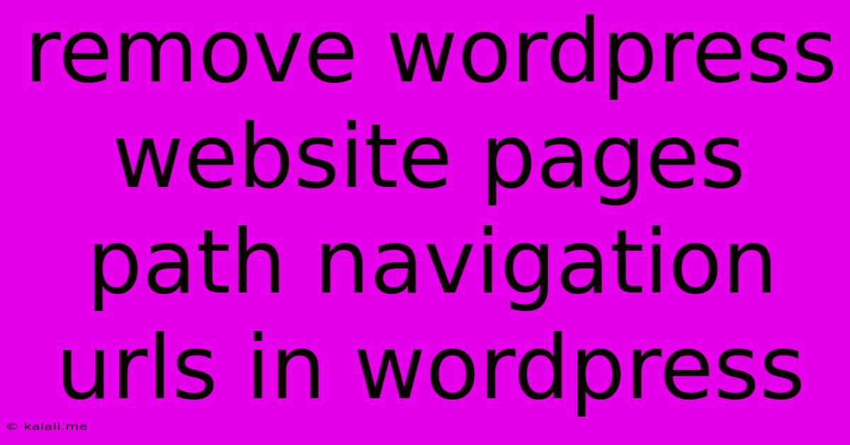 Remove Wordpress Website Pages Path Navigation Urls In Wordpress