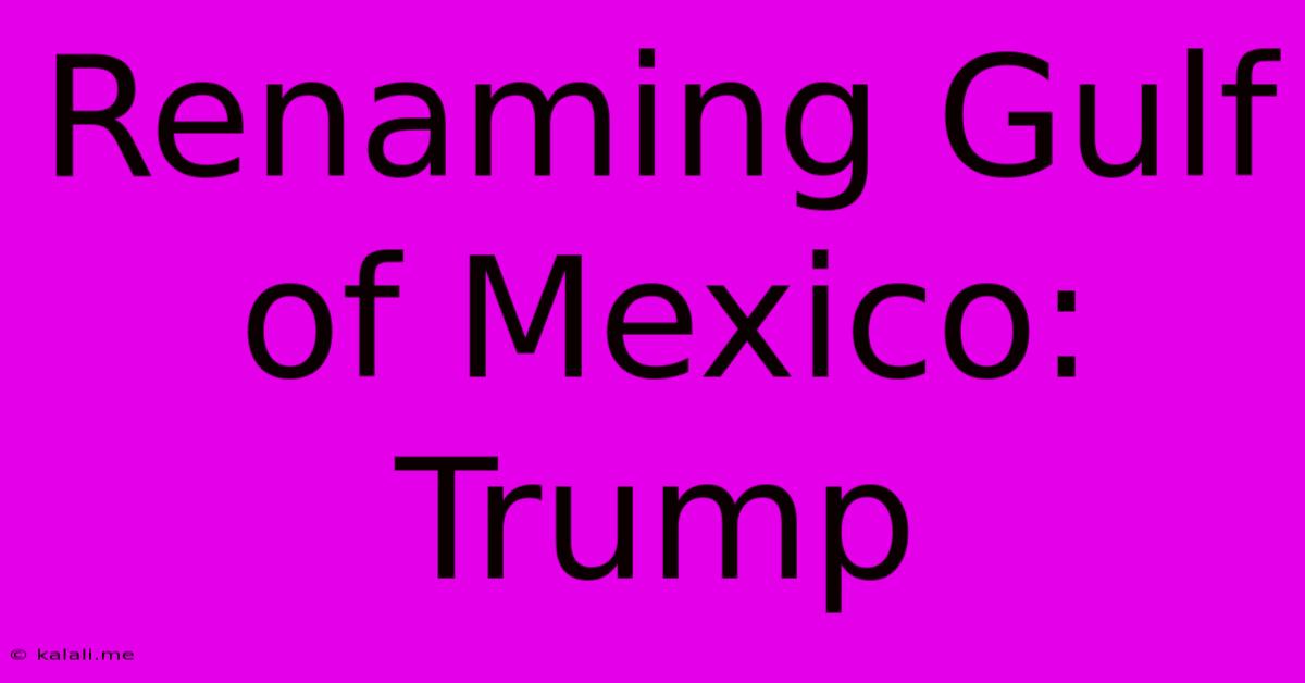 Renaming Gulf Of Mexico: Trump