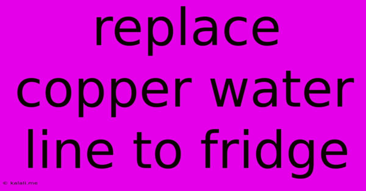 Replace Copper Water Line To Fridge