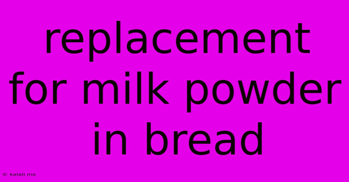 Replacement For Milk Powder In Bread