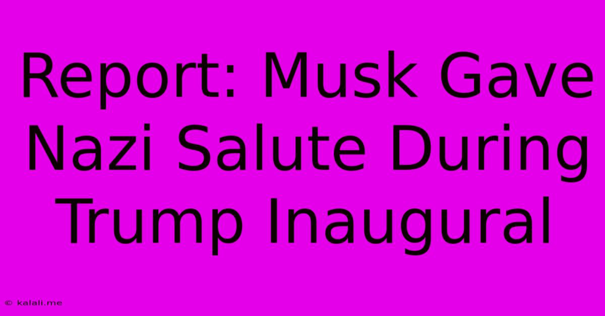 Report: Musk Gave Nazi Salute During Trump Inaugural