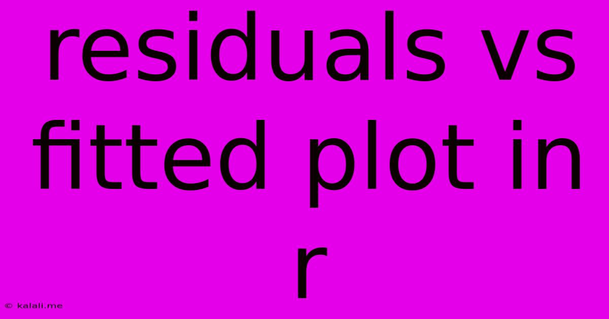 Residuals Vs Fitted Plot In R