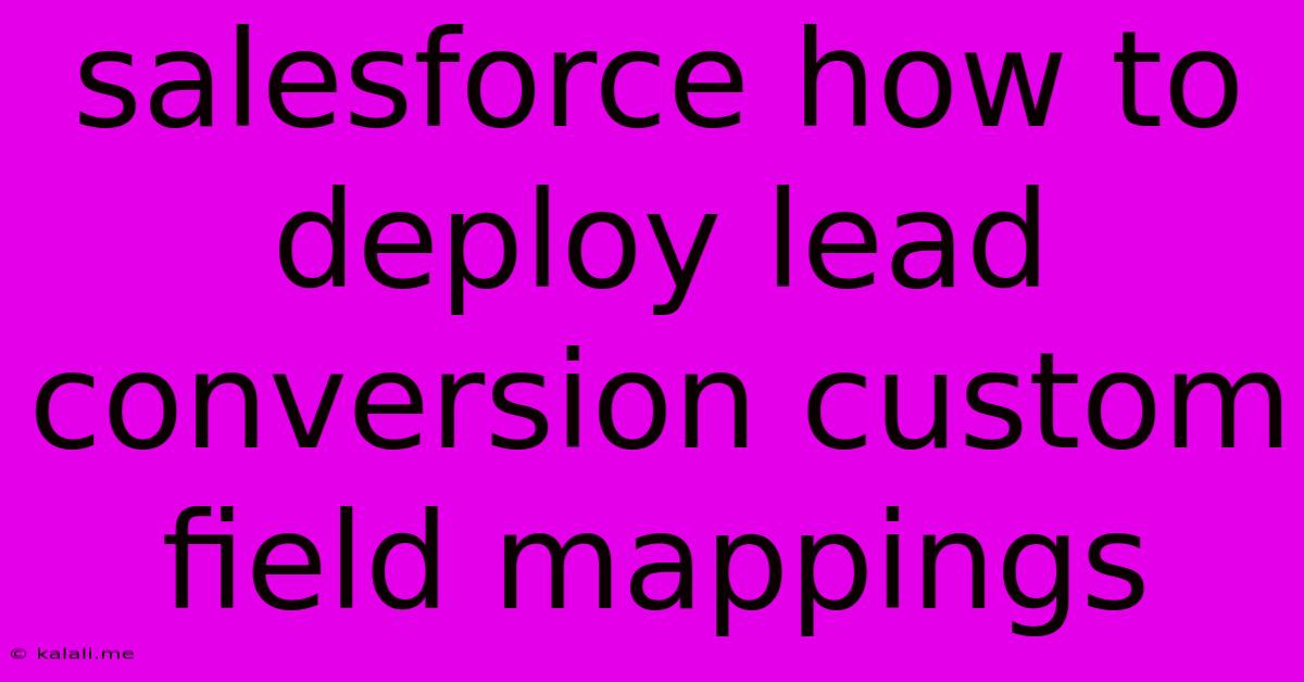 Salesforce How To Deploy Lead Conversion Custom Field Mappings