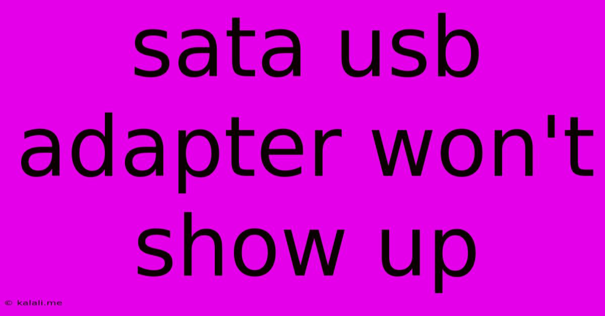 Sata Usb Adapter Won't Show Up