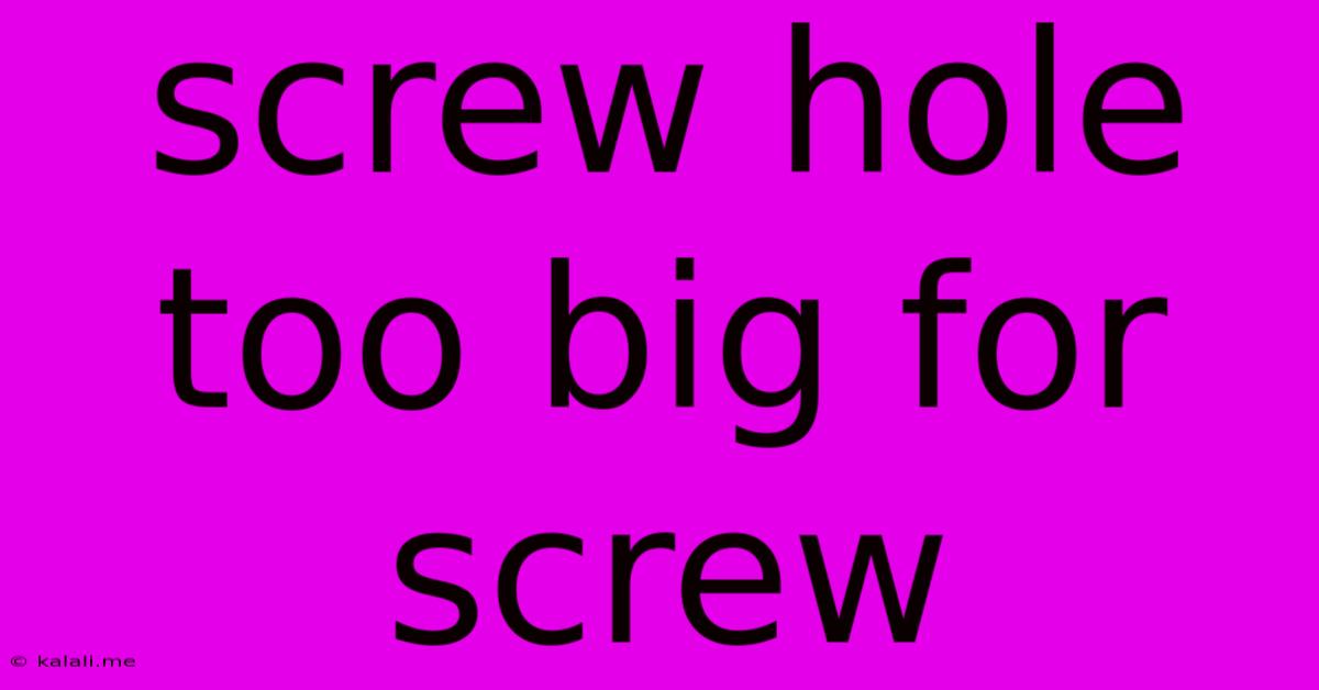 Screw Hole Too Big For Screw