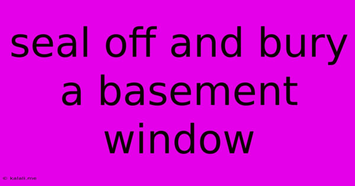 Seal Off And Bury A Basement Window