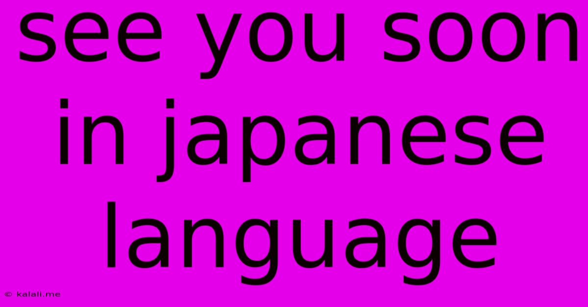 See You Soon In Japanese Language