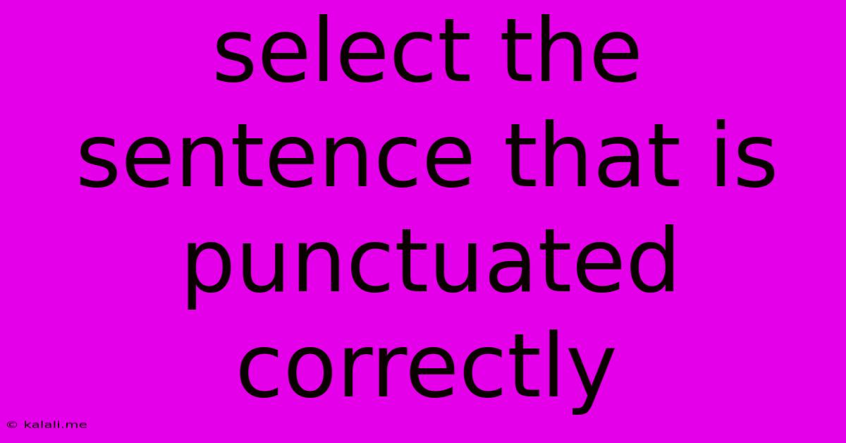 Select The Sentence That Is Punctuated Correctly