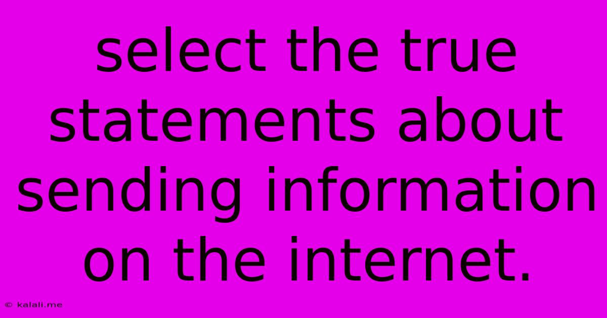 Select The True Statements About Sending Information On The Internet.