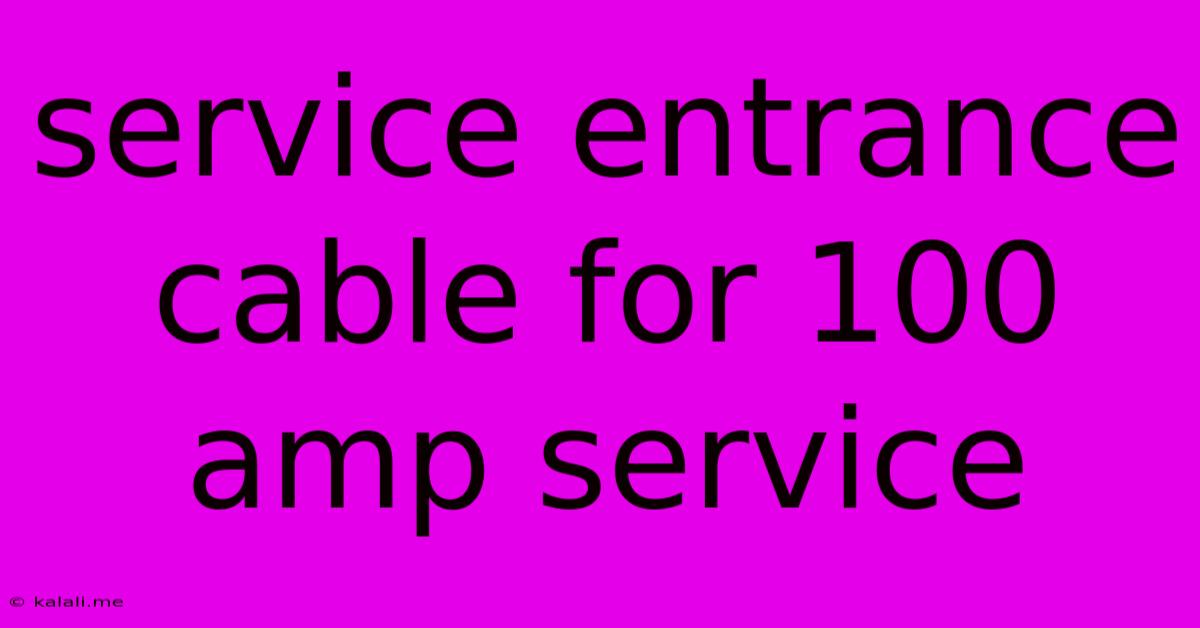 Service Entrance Cable For 100 Amp Service