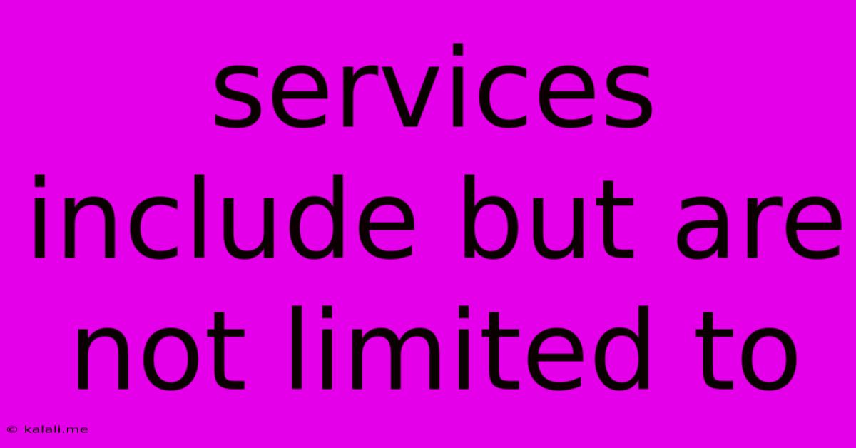 Services Include But Are Not Limited To