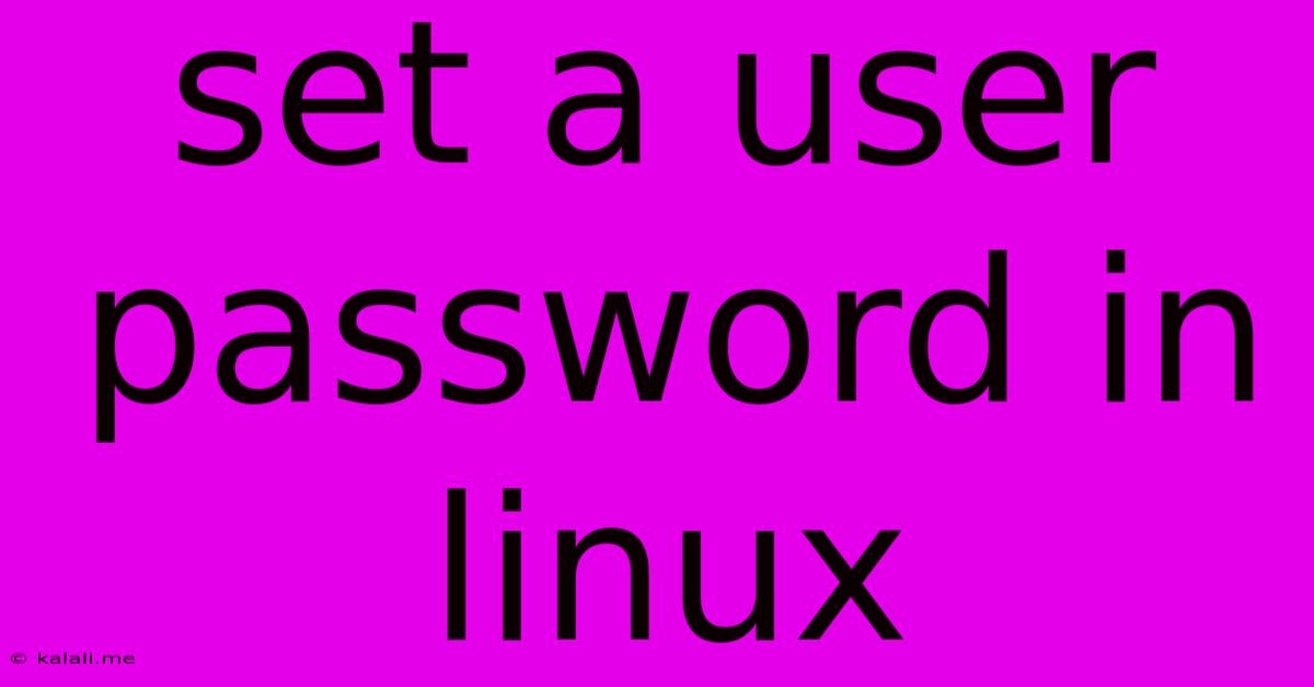 Set A User Password In Linux