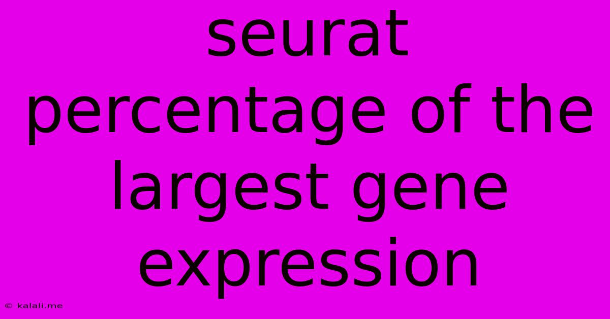 Seurat Percentage Of The Largest Gene Expression