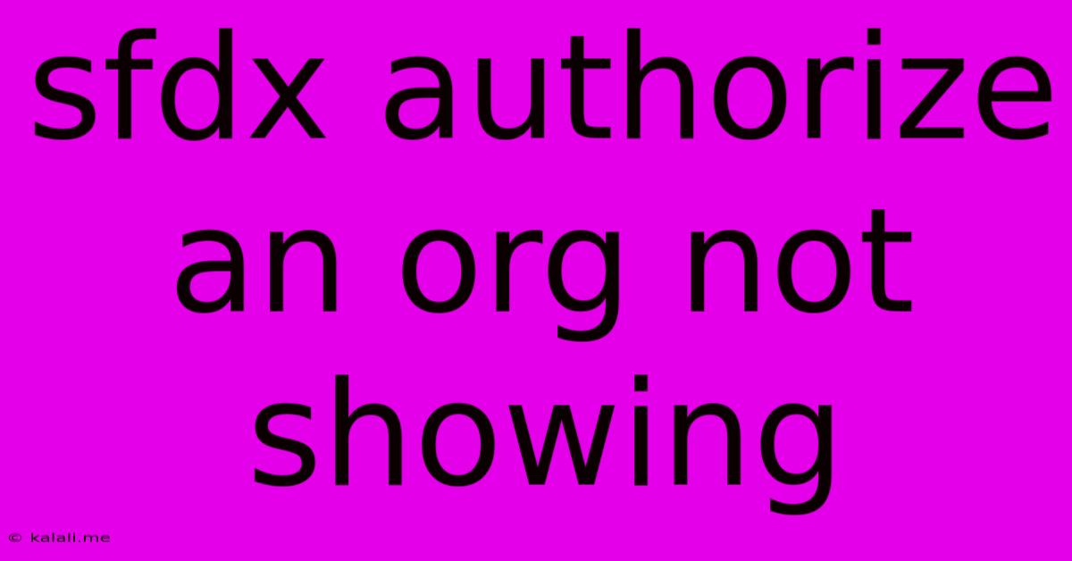 Sfdx Authorize An Org Not Showing
